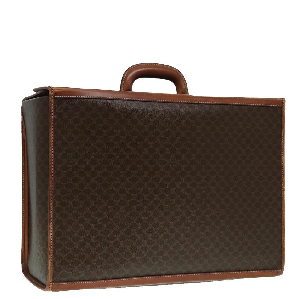 CELINE Macadam Canvas Trunk Pvc Leather Gold Brown